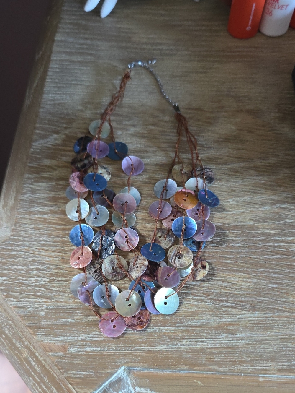 Vintage Y2k Multi-Color Shell Disc Pearls Statement Necklace - Women Jewelry
